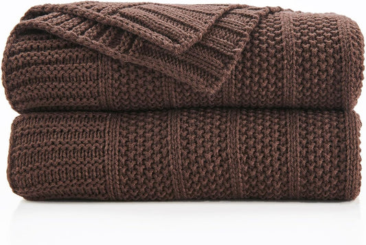 Douceur Brown Throw Blanket for Couch - Soft Cozy Lightweight
