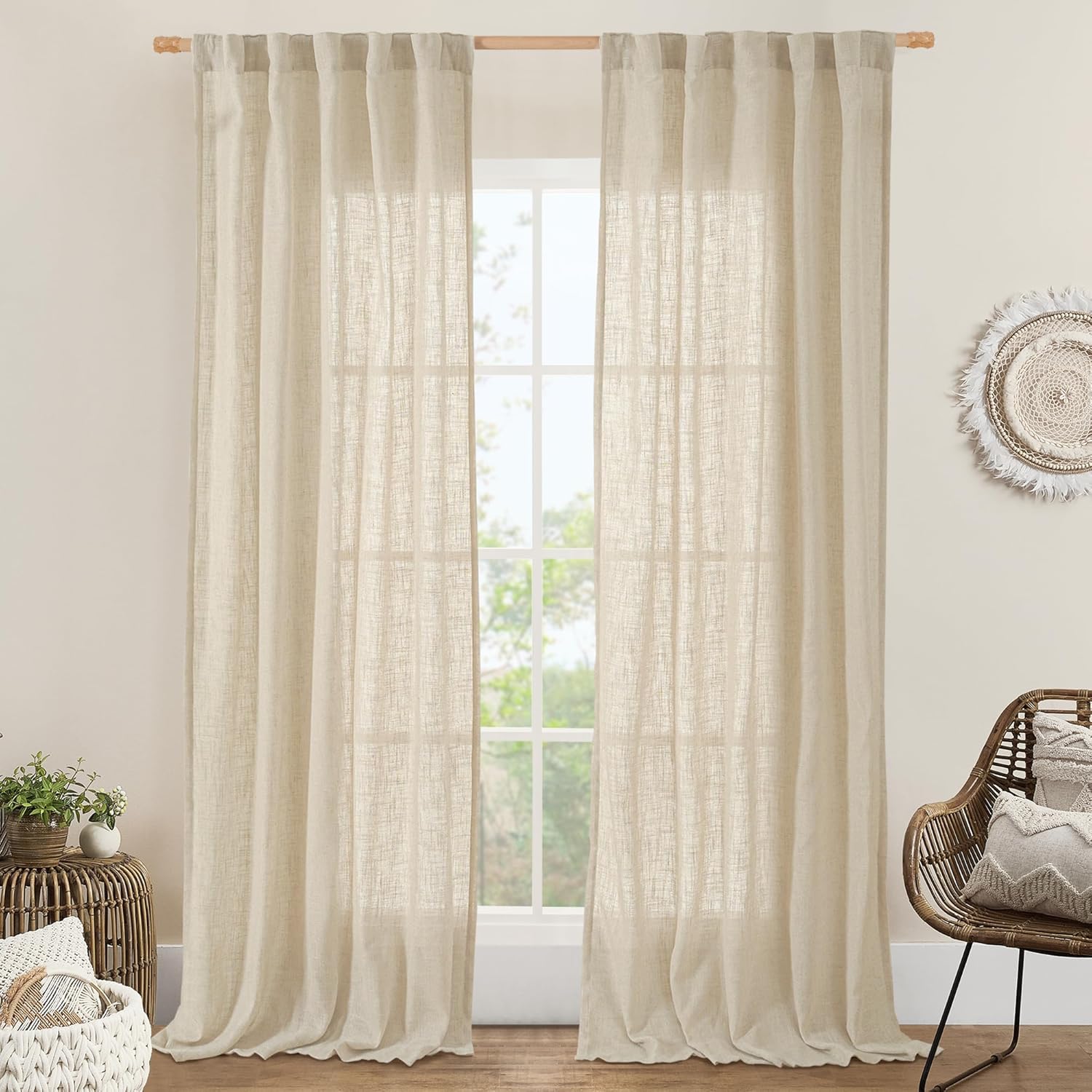 Light Filtering Linen Curtains for Bedroom and Living Room Decor