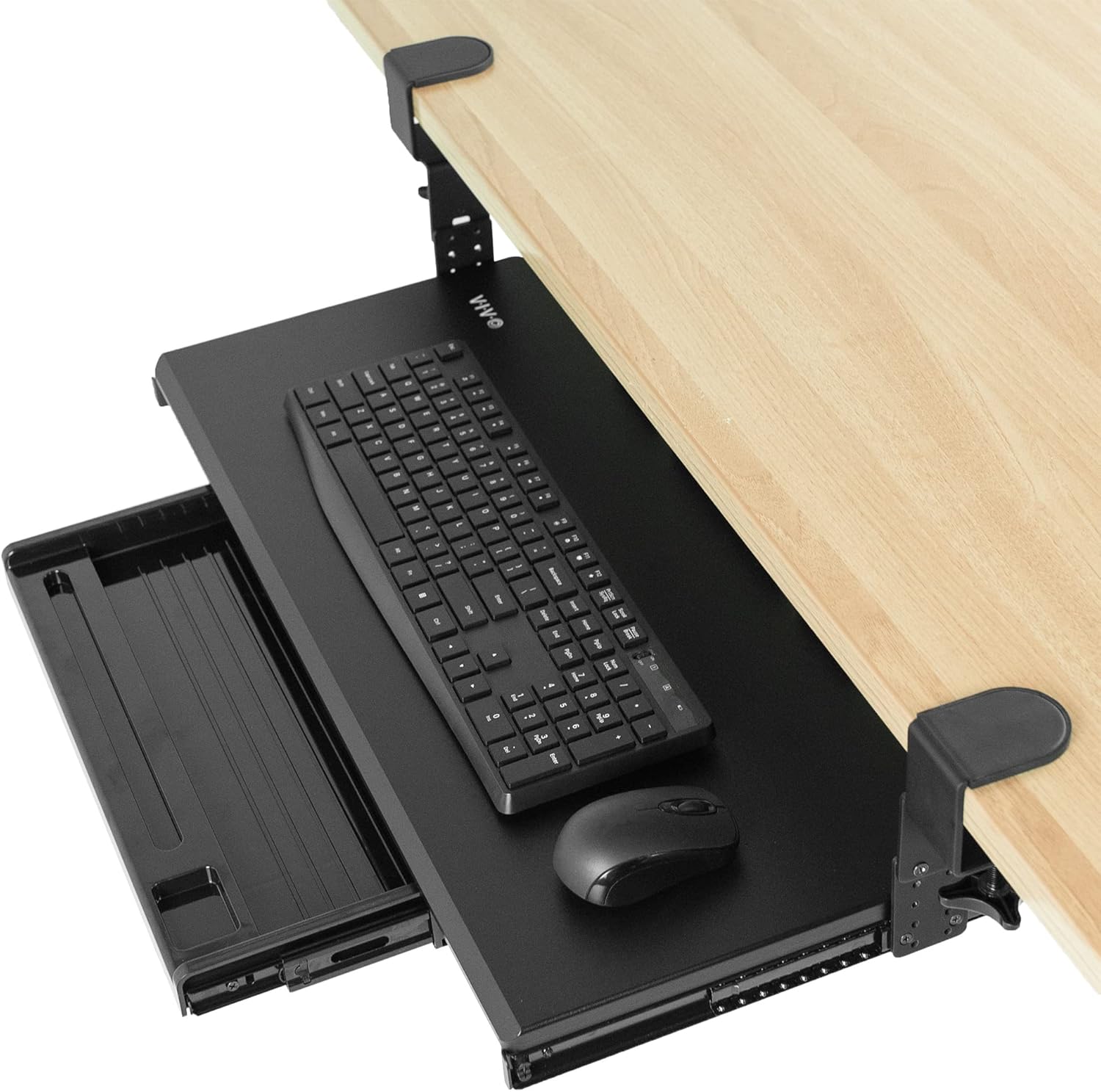 VIVO Large Clamp-on Keyboard Tray with Drawer - Adjustable & Spacious