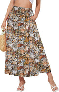 Women's High Waisted Maxi Skirt with Pockets - Elastic Chiffon Flow