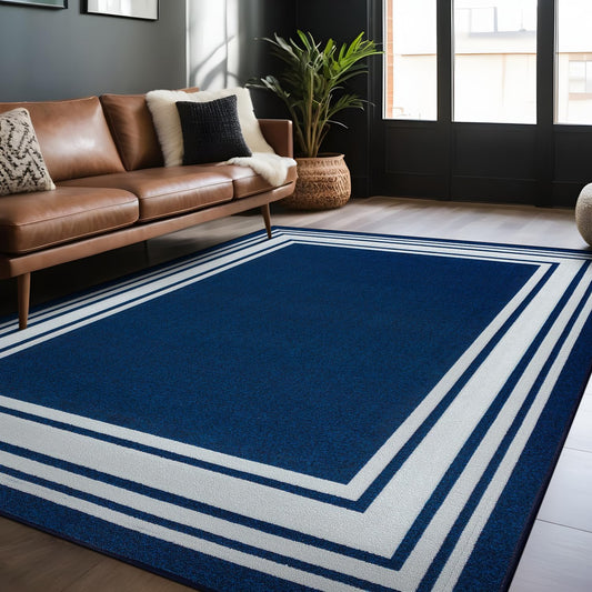 Modern Bordered Non Slip Indoor Rugs for Living Room 8x10