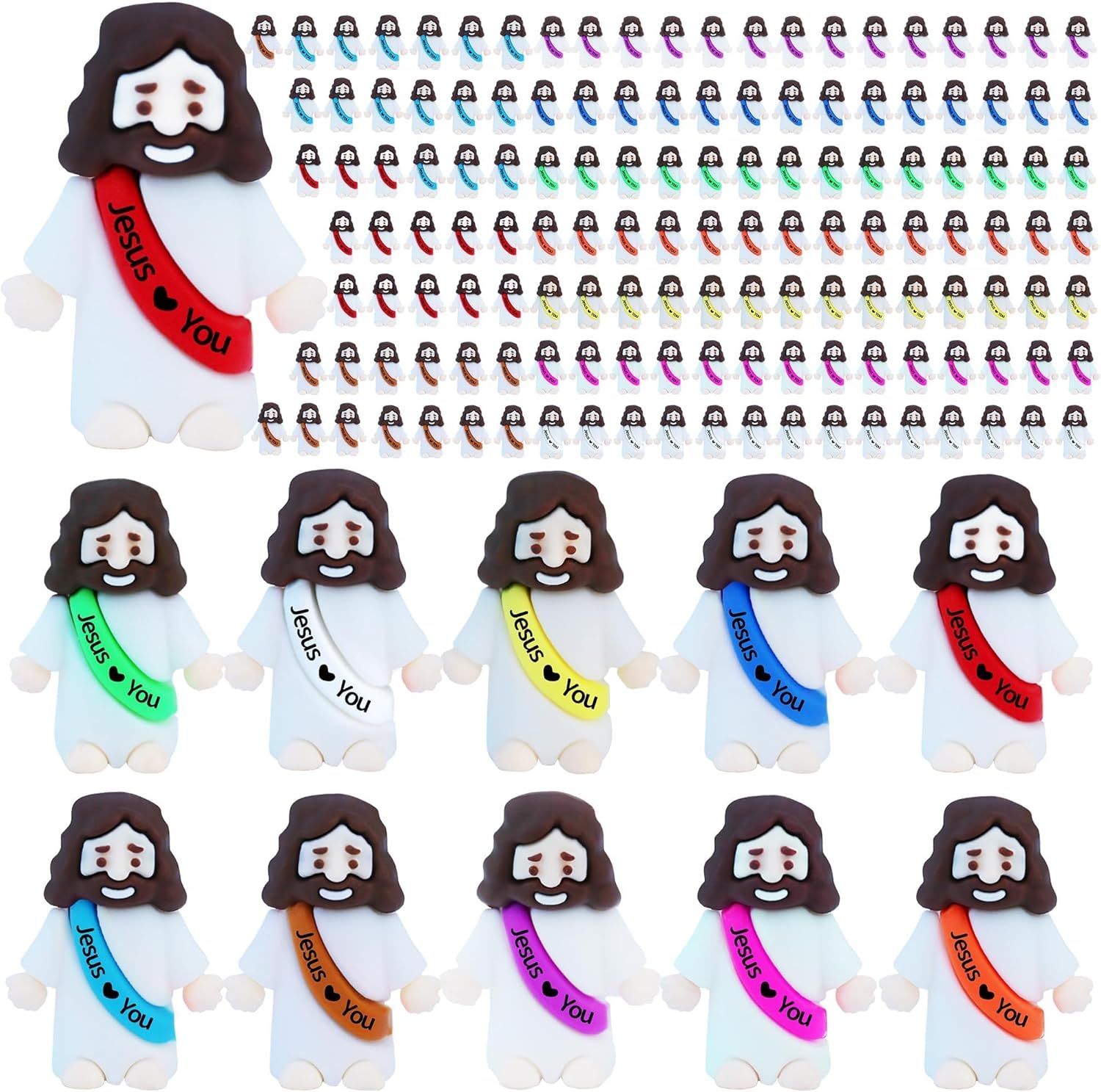 200 Pcs Mini Rubber Jesus Figures for Easter and Religious Events