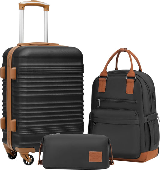 Coolife Luggage Set 3 Piece Hardside Suitcase with TSA Lock