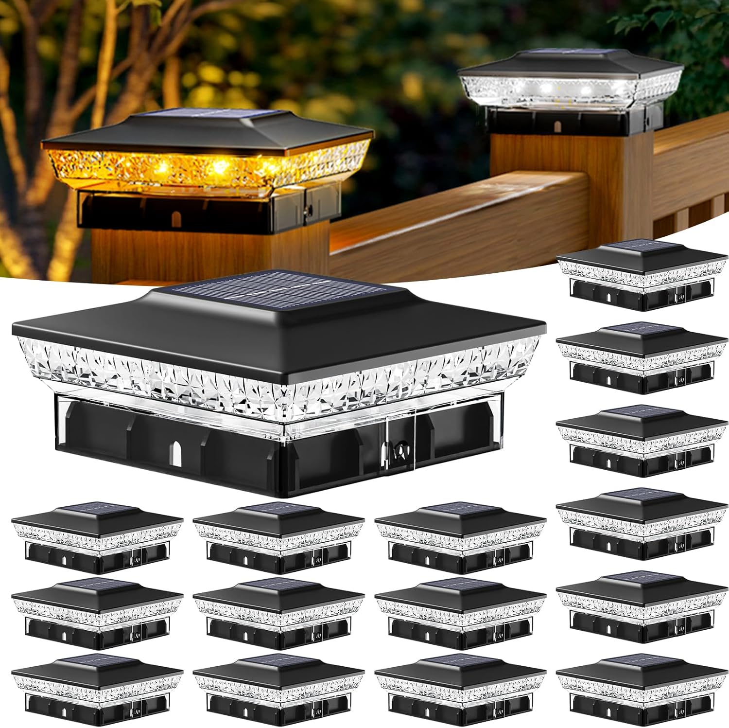 btfarm 4x4 Solar Post Cap Lights - 16 Pack Outdoor Lighting