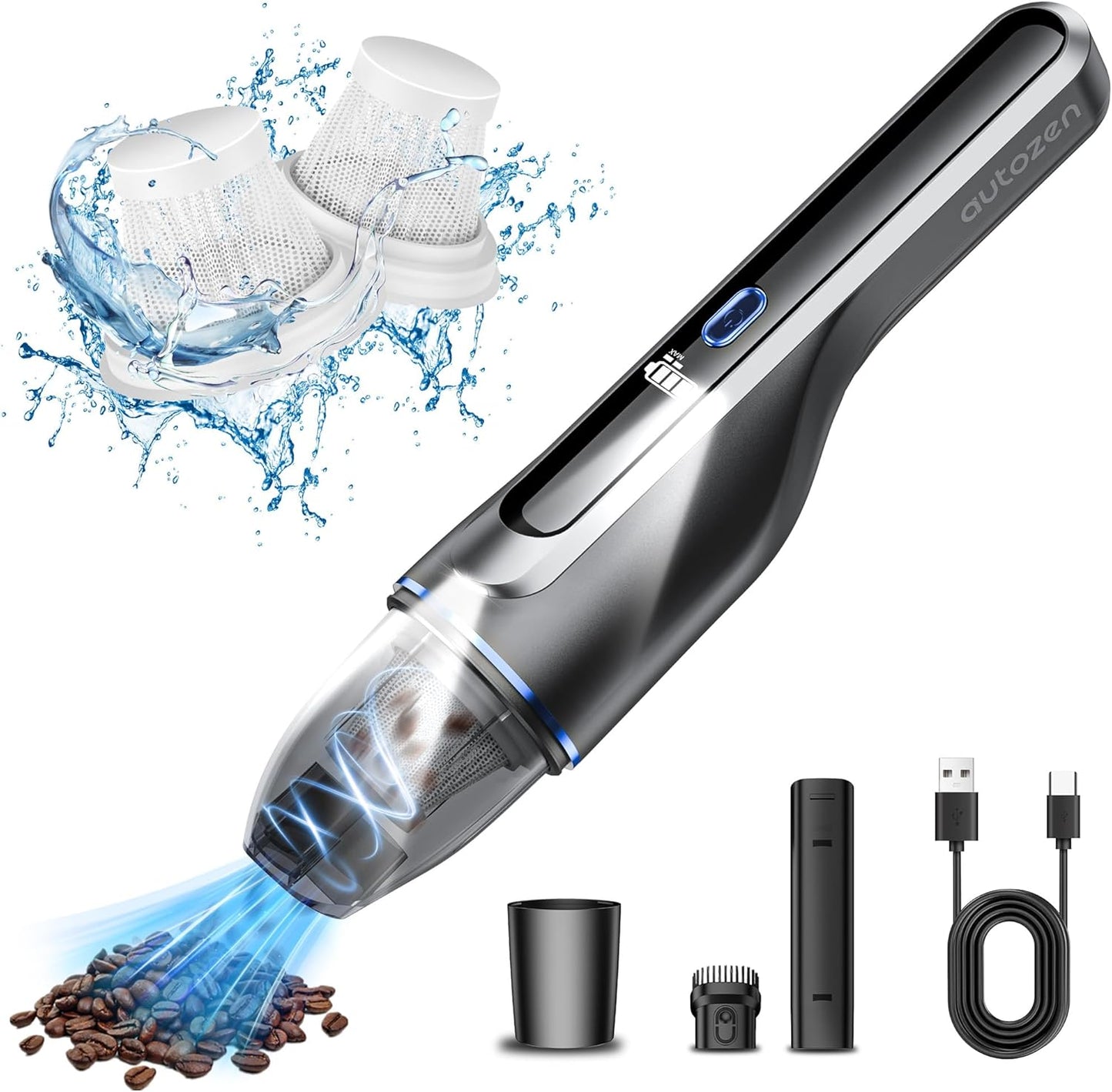 Powerful Cordless Car Vacuum - 15000PA Suction, Lightweight, Fast Charge, LED Display