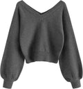 ZAFUL Cropped V-Neck Sweater Pullover - Stylish Lightweight Knit