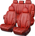Car Seat Covers Nappa PU Leather Full Set - Waterproof Cushioned Fit