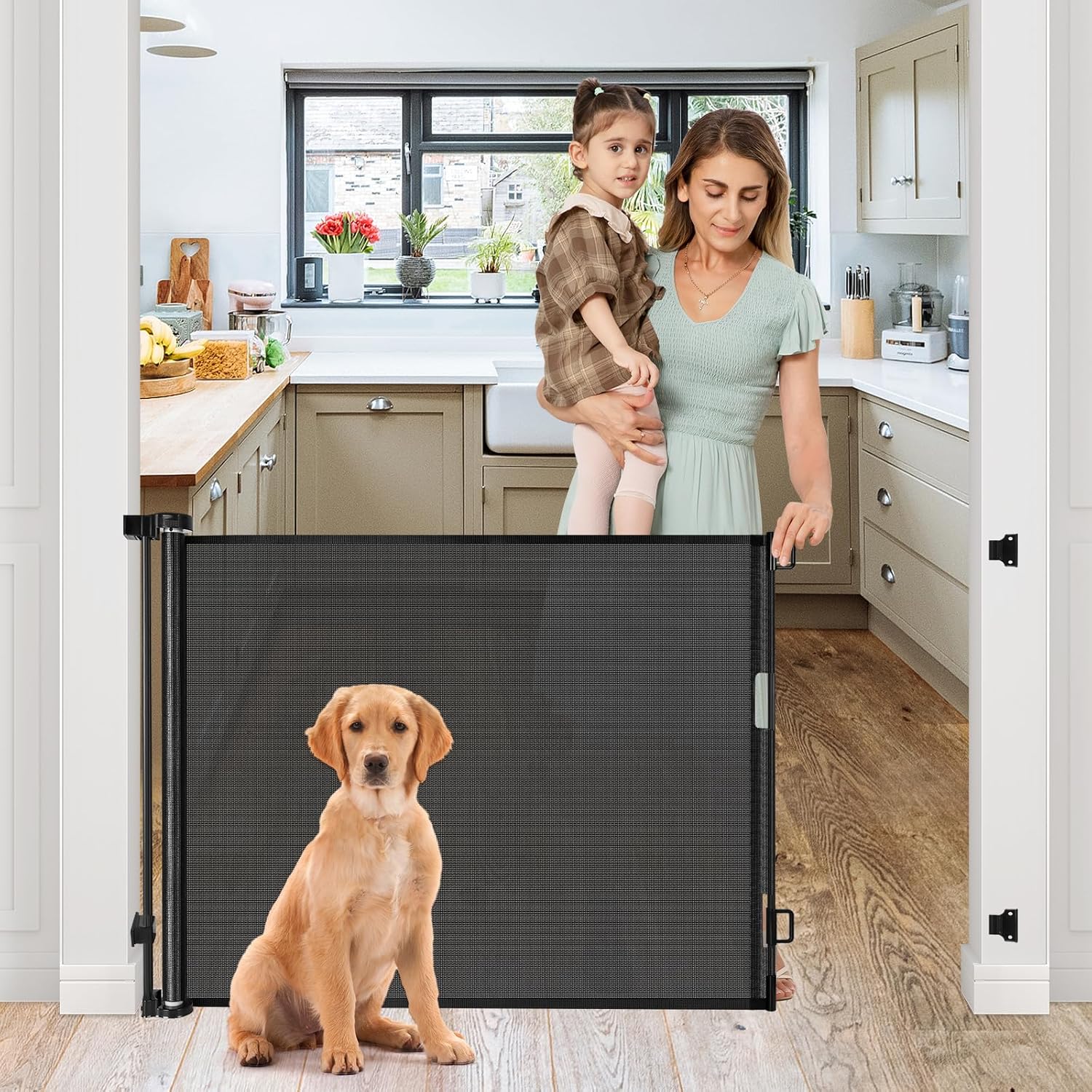 Retractable Dog Gates for Doorways - Safe and Durable Mesh Gate