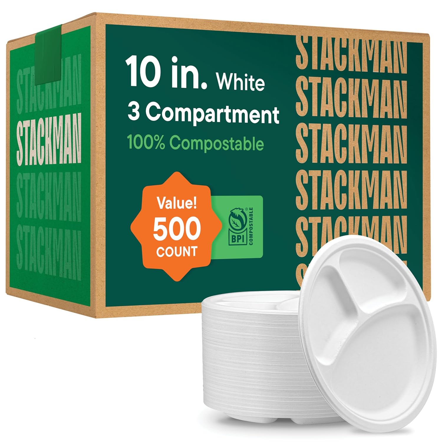 100% Compostable Paper Plates 10 Inch Bulk for Eco-Friendly Dining