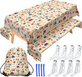 Camping Tablecloth Set with Bench Covers for 4ft to 7ft Tables - Fresh