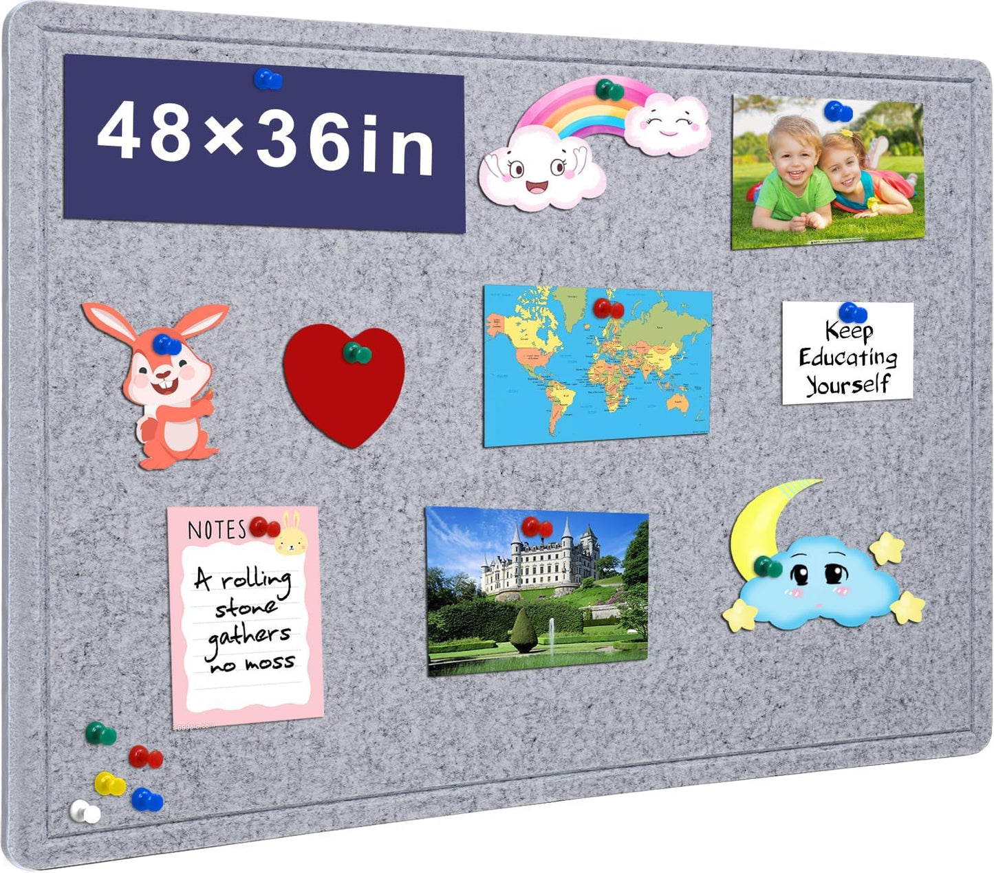 Large Decorative Felt Pin Board - 48 X 36 inches for Home