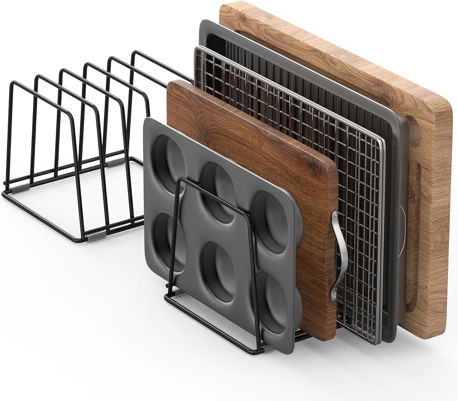 Cutting Board Organizer Rack for Kitchen - Heavy-Duty Steel Holder