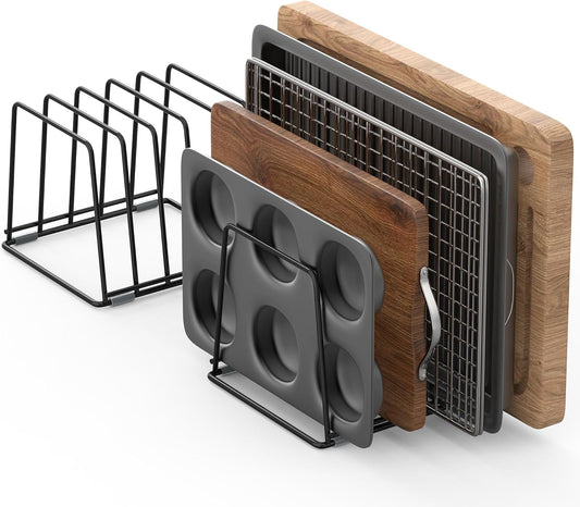 Cutting Board Organizer Rack for Kitchen - Heavy-Duty Steel Holder