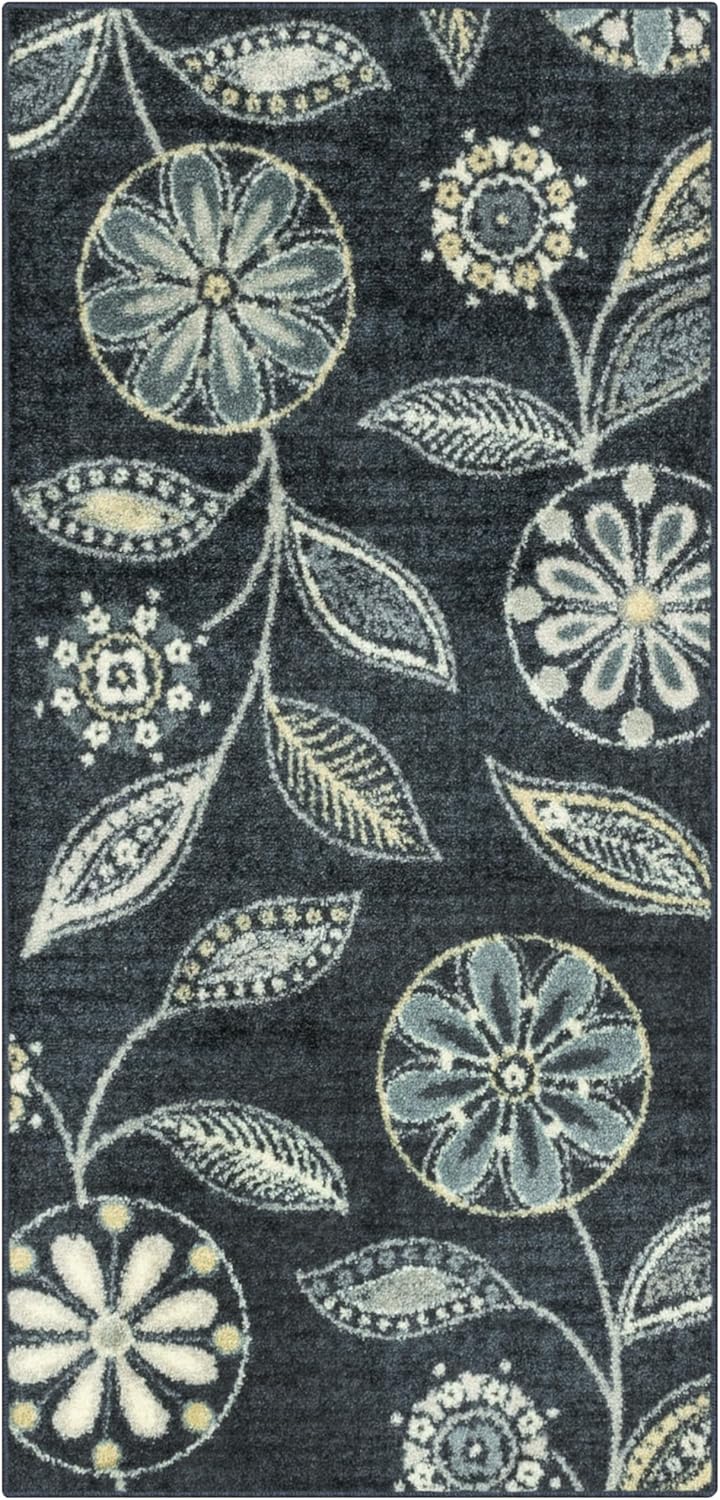 Maples Rugs Reggie Floral Runner Rug - Washable Non Slip Design