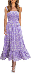 Imily Bela Womens Summer Floral Tie Strap Maxi Dress - Lightweight is