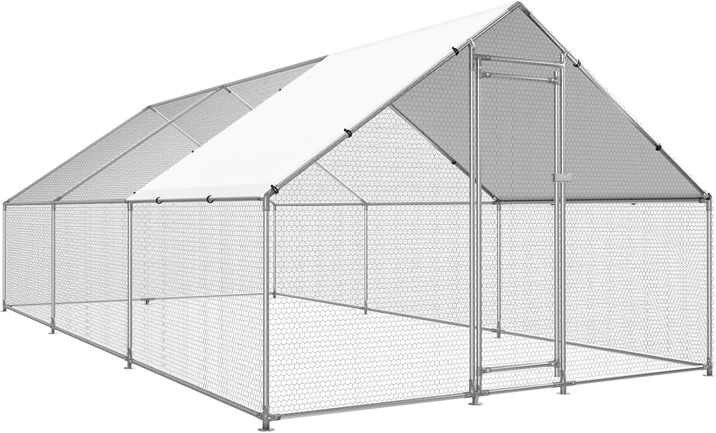 Large Metal Chicken Coop with Anti-UV Cover for Outdoor Use