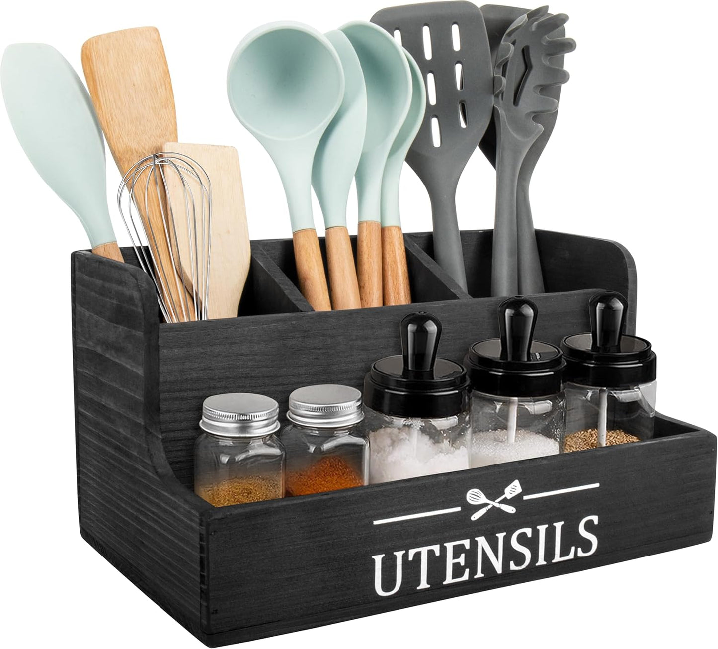 Extra Large Kitchen Utensils Holder with 4 Compartments