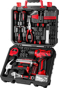 DEKOPRO Drill Set 8V Red Cordless Drill Kit - Compact Home Tool Set