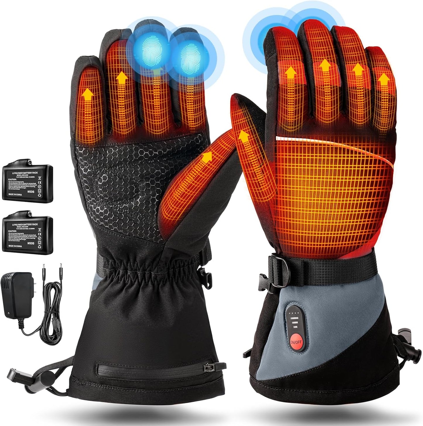 Rechargeable Heated Gloves for Men Women - Fast Heating Relief