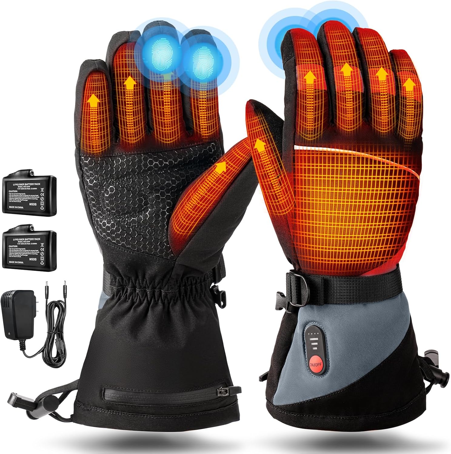 Rechargeable Heated Gloves for Men Women - Fast Heating Relief