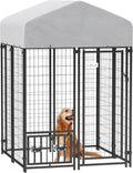 Outdoor Dog Kennel 4 ft x 4 ft x 6 ft - Secure Covered Run for Small