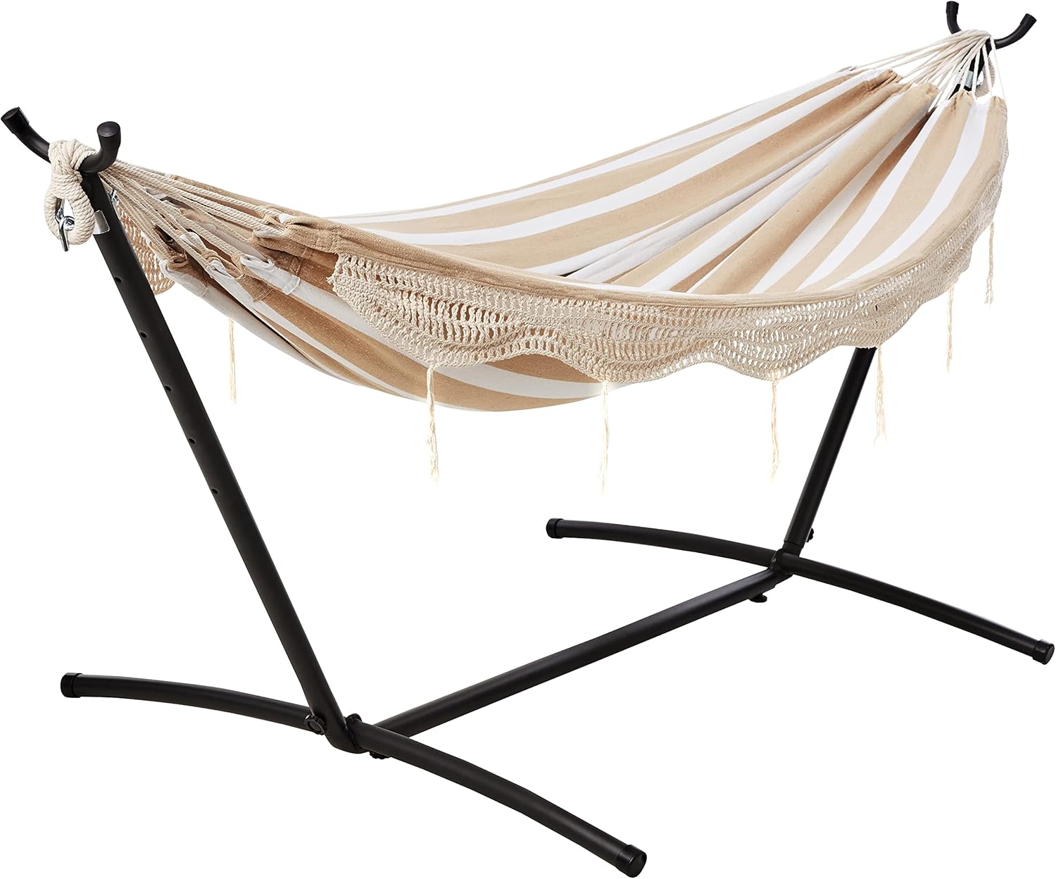 Basics Double Hammock: 450 lb Capacity, Beige Stripe