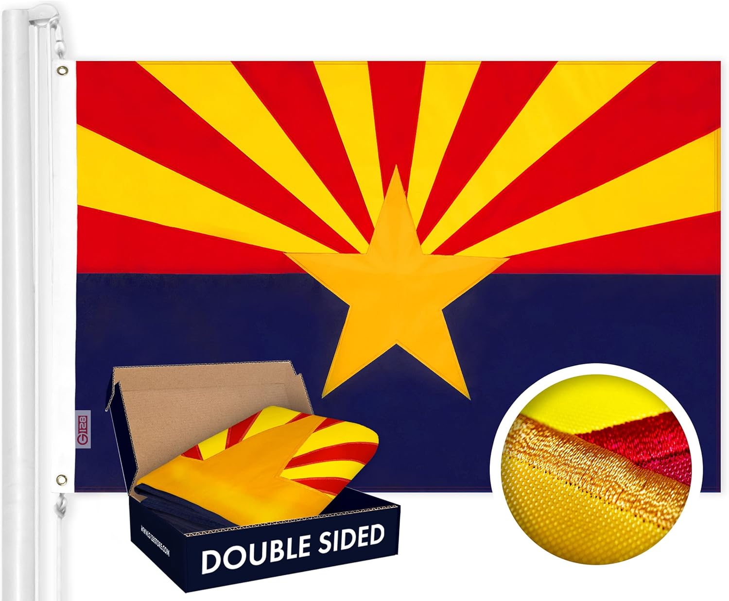G128 Arizona State Flag - Double Sided Embroidered 3x5 Ft