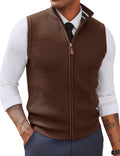 Men's Sweater Vest Full Zip Slim Fit Twill Textured Vest - Casual