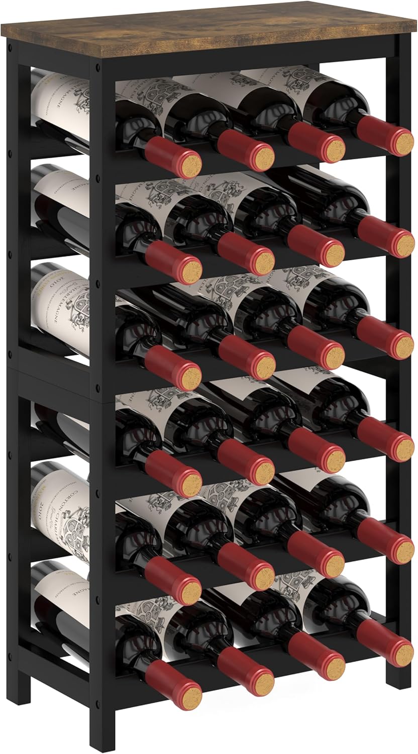 6 Tier Bamboo Wine Rack for 24 Bottles - Stylish Storage Solution