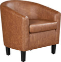 Yaheetech Leather Accent Chair Faux Leather Armchair - Modern Barrel