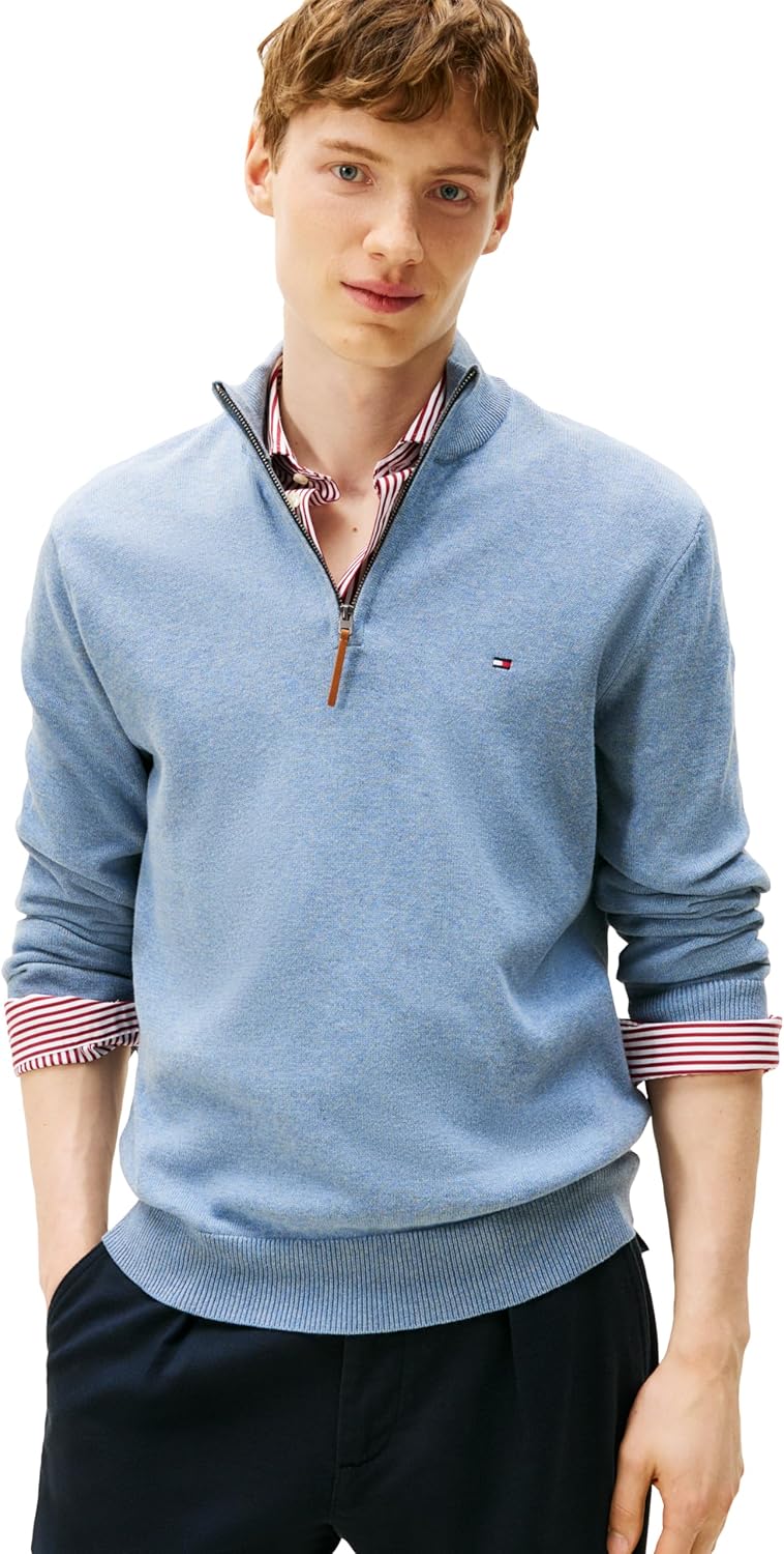 Tommy Hilfiger Men's Long Sleeve Cotton Quarter Zip Pullover