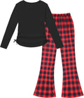 Crazyme Girls Casual Long Sleeve T-Shirt and Flare Pants Pair
