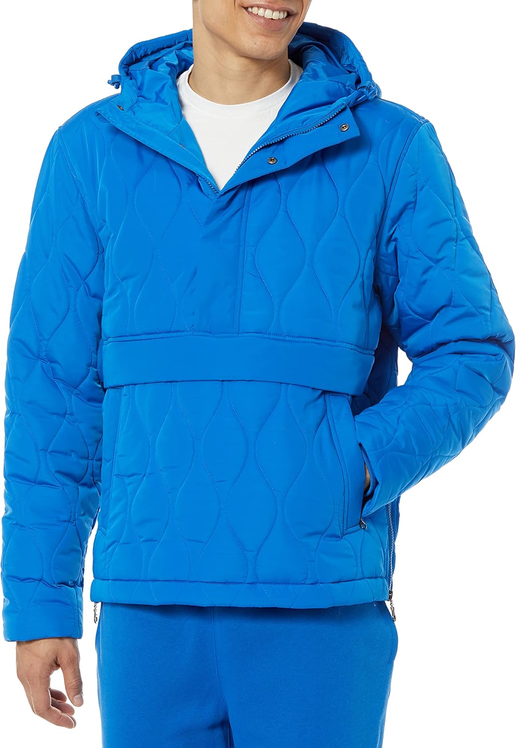 Men's Anorak Hooded Quarter-Zip Puffer Coat for Comfort
