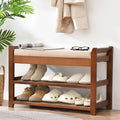 Shoe Rack Bench with Cushion for Entryway - Compact Storage Seat