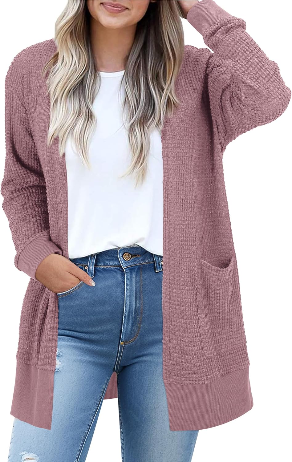 STYLEWORD Women's Lightweight Open Front Cardigan with Pockets