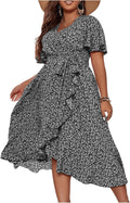 Floerns womens A-Line Floral Print Midi Dress for Summer Fun