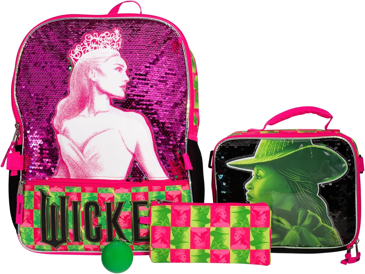 Wicked 5 Piece Backpack Set with Galinda & Elphaba Design
