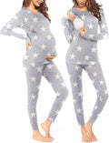 Ekouaer Nursing Pajama Set Long Sleeve Maternity - Cozy Nursing