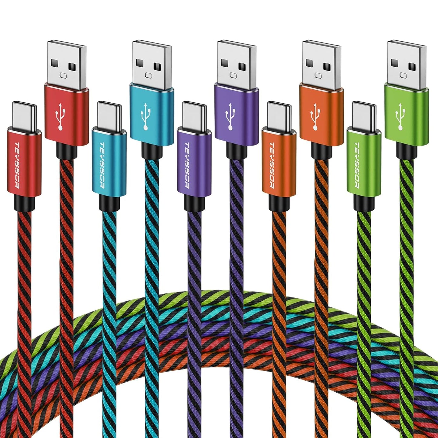Fast Charge Samsung & Moto with Teyssor 10FT Type C Cables