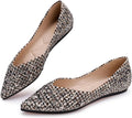 Womens Rhinestone Pointed Toe Ballet Flats - Cushioned Comfort