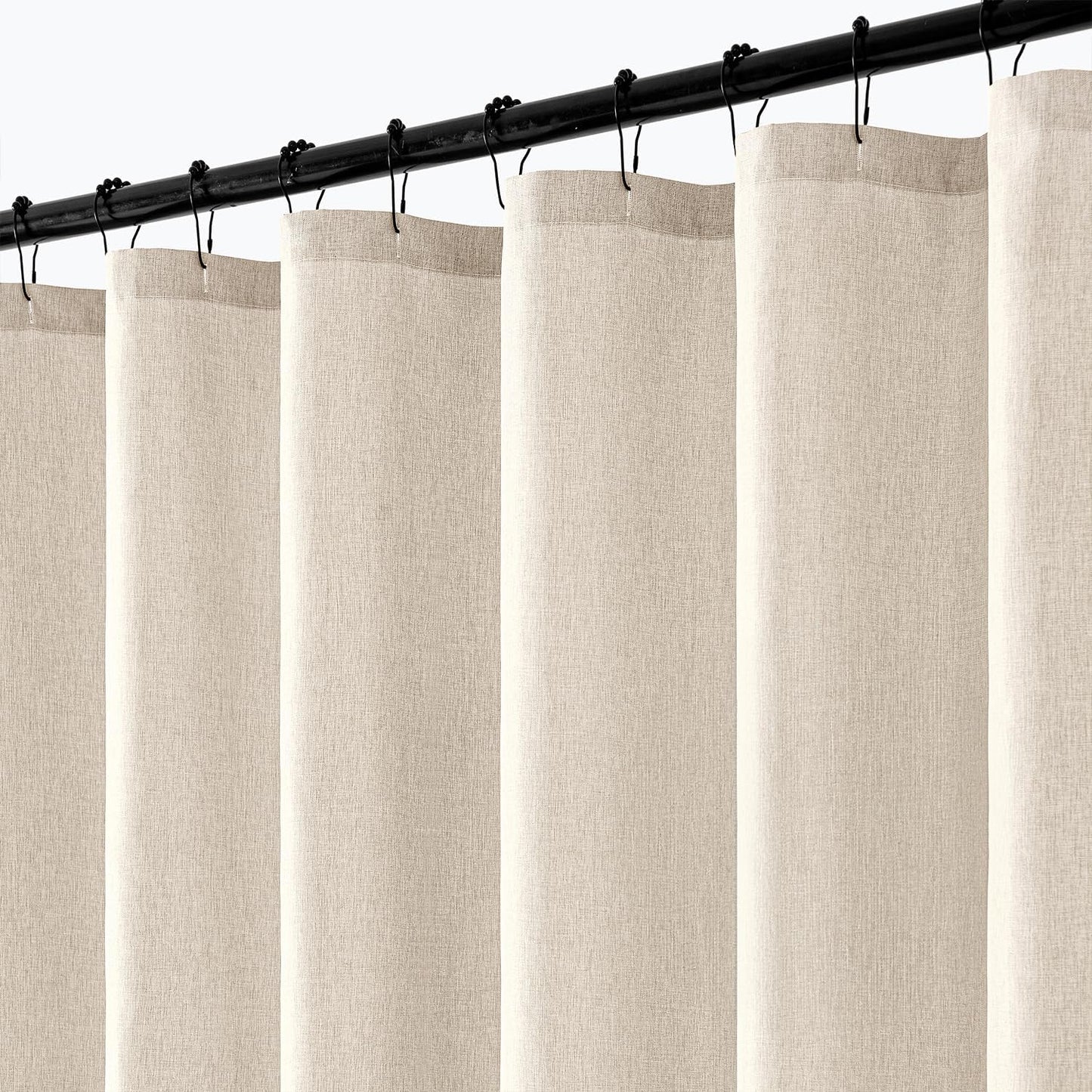 Extra Long Linen Shower Curtain for Elegant Bathroom Decor