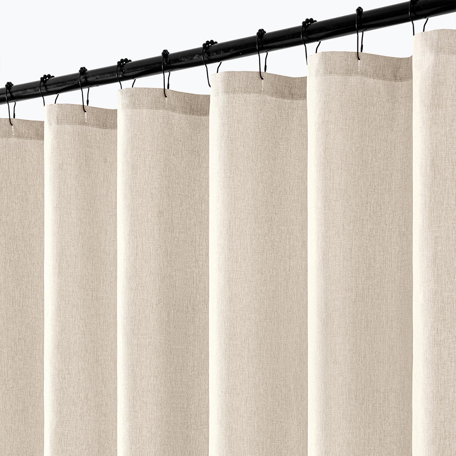 Extra Long Linen Shower Curtain for Elegant Bathroom Decor