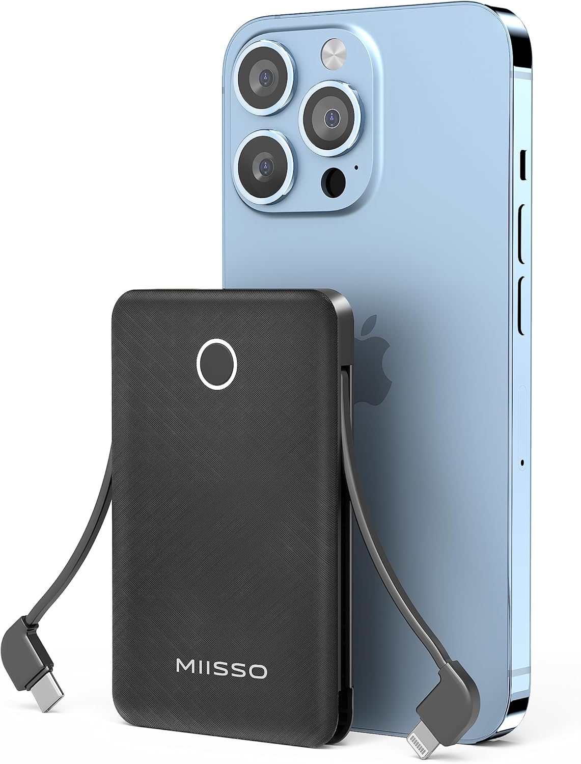 Ultra Slim 6000mAh Power Bank with Built-in Cables - Fast Charging on the Go!