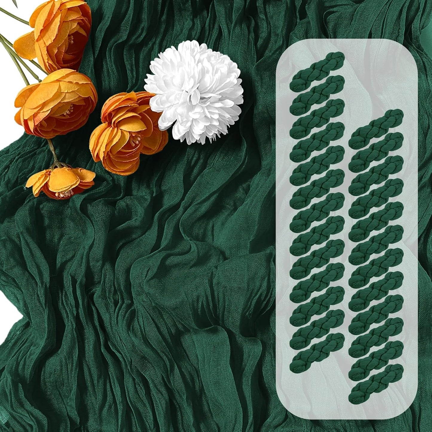 25 Pack Emerald Green Cheesecloth Table Runner for Events