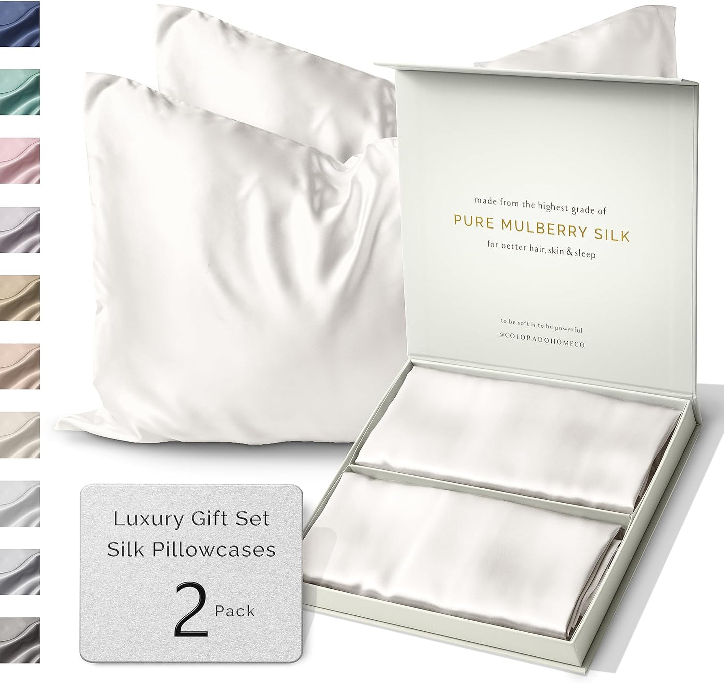 SUNDAYSILKSTM Silk Pillow Cases 2 PACK for Luxurious Sleep