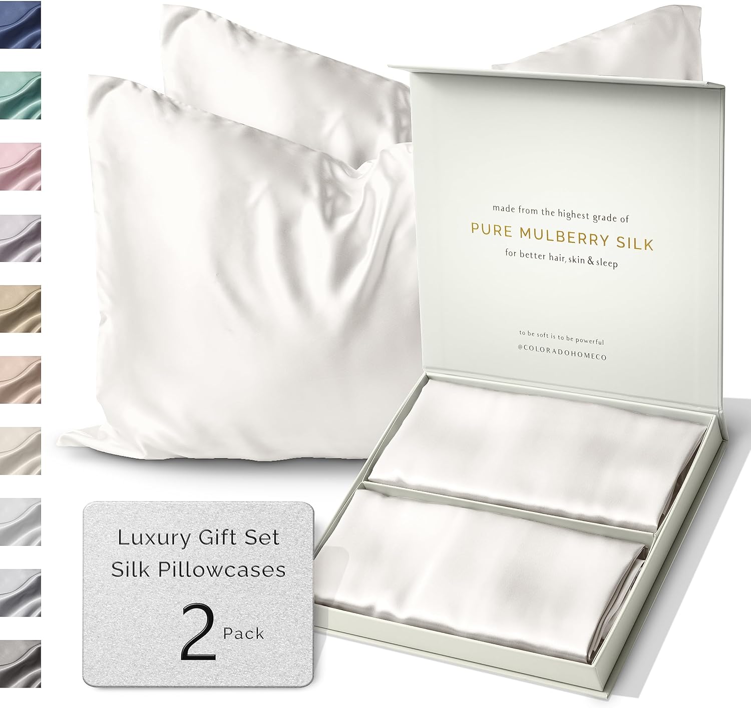 SUNDAYSILKSTM Silk Pillow Cases 2 PACK for Luxurious Sleep