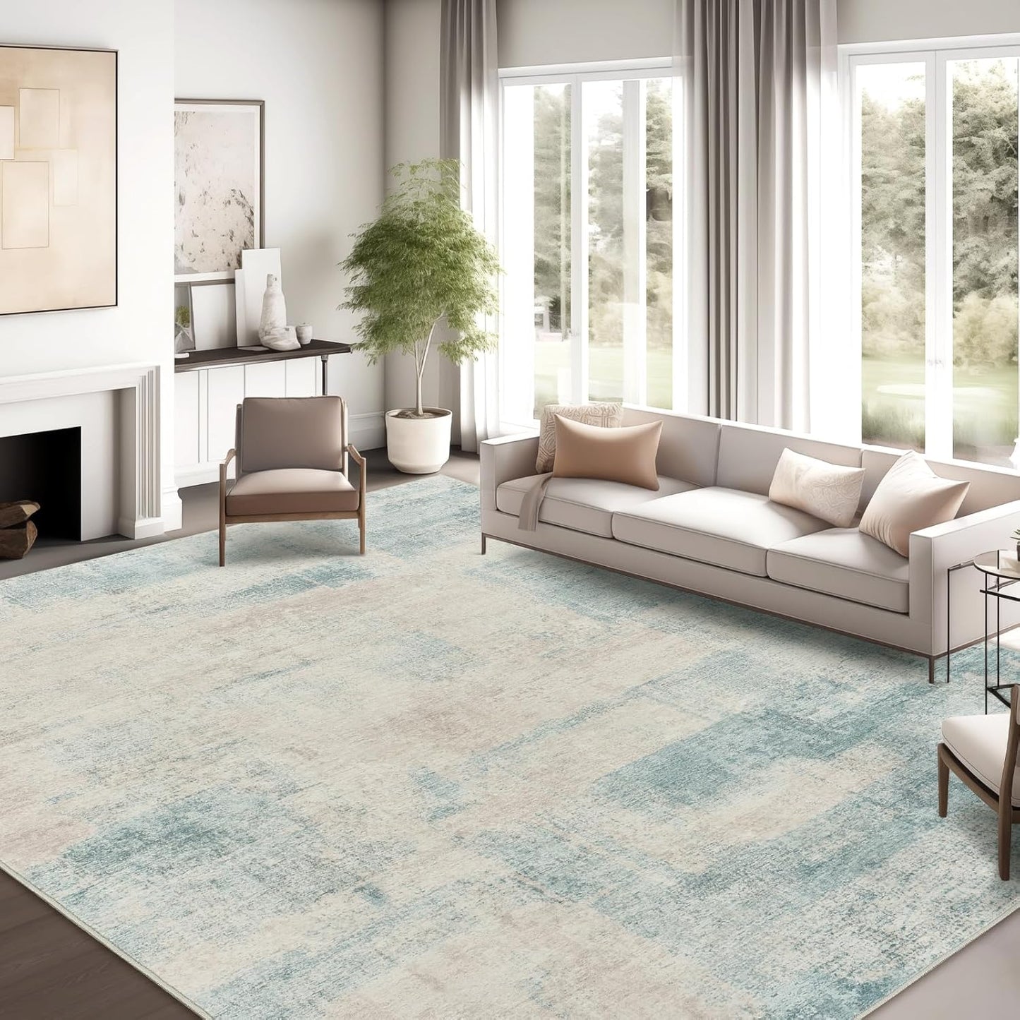 Zesthome Washable Rug 8x10 - Modern Abstract Area Rug for Home