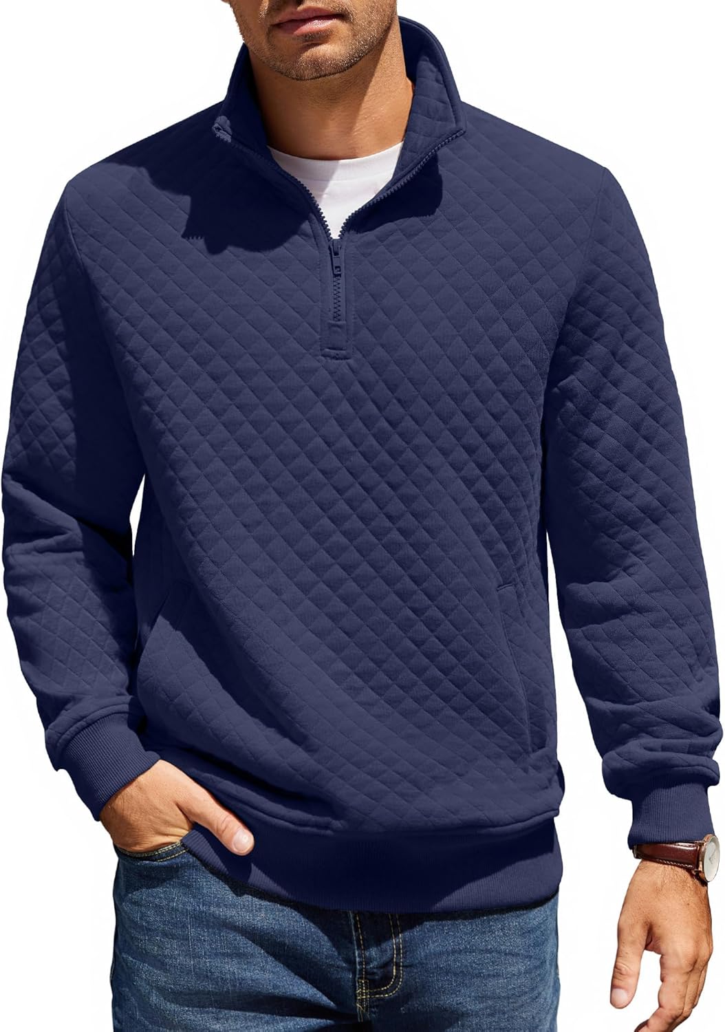 COOFANDY Mens Quarter Zip Pullover for Cozy Winter Style