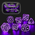 Light up DND Dice Set Rechargeable - Purple LED 7pcs with Charging Box