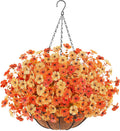 Artificial Fall Flowers Hanging Plants in Basket - Realistic UV